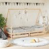 Cadru pat copii cu sertare, 80×200 cm, lemn masiv de pin