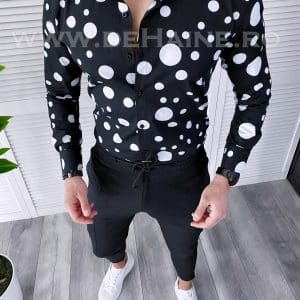 Camasa barbati neagra slim fit B2640 W