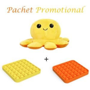 Caracatita Reversibila 2 Fete din Plus si 2xJucarie Senzoriala Antistres Pop Bong Fidget/Pachet Promo