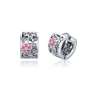 Cercei din argint Daisy Flower Hoops
