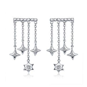 Cercei din argint Dropping Stars