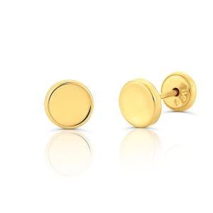 Cercei din aur 14k pentru copii, Forma Rotund Adancit