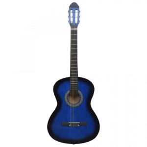 Chitară clasică începători, albastru, 4/4 39″, lemn de tei