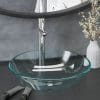 Chiuvetă baie cu robinet/scurgere tip push, transparent, sticlă