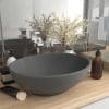 Chiuvetă de lux, gri închis mat, 40x33cm, ceramică, formă ovală