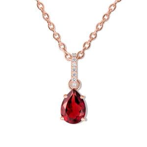 Colier din argint Rose Gold Drop Garnet