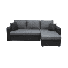 Coltar NICOLE extensibil, cu lada depozitare, colt interschimbabil, negru + gri, 225x145x82 cm