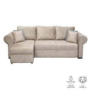 Coltar SEUL extensibil, cu arcuri si lada depozitare, colt interschimbabil, bej, 255x150x95 cm