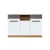Comoda MARTIN, 2 usi, alb lucios + gri, 135x43x90 cm