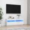 Comodă TV cu lumini LED, alb extralucios, 100x35x40 cm