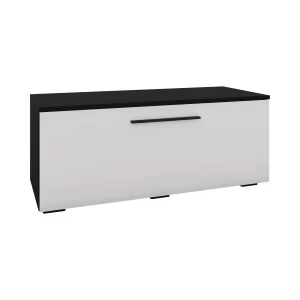 Comoda Kos, O Usa, Negru/Alb Lucios, MDF, 95 x 40 x 39 cm