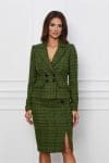 Compleu Ginette verde cu sacou si fusta din tweed