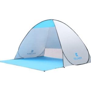 Cort Pentru Plaja Argintiu Anti-UV Tip Pop-up cu Deschidere in Spate pentru 2 Persoane Marime 200x120x130cm