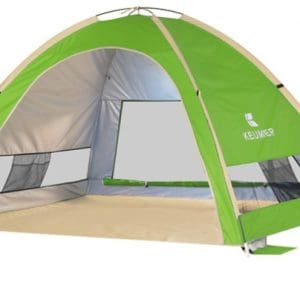 Cort Pentru Plaja Verde Anti-UV Tip Pop-up cu o Fereastra pentru 3-4 Persoane Marime 210x160x130cm