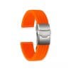 Curea Ceas din Silicon, Imprimeu Liniar, Uni, Catarama Argintie, 24mm, Portocaliu, ORSSIL01/24P