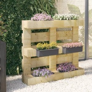 Cutii de flori pentru europaleți 12 buc. gri 36×13,5×9,5 cm PP