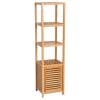 Homcom Dulap Coloana pentru Baie din Bambus cu 4 Rafturi si Dulap 36x33x140cm