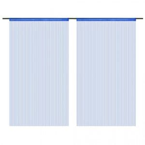 Draperii cu franjuri, 2 buc., 100 x 250 cm, albastru