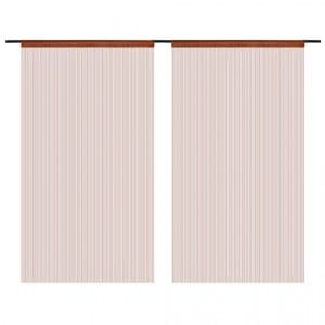 Draperii cu franjuri, 2 buc., 140 x 250 cm, maro