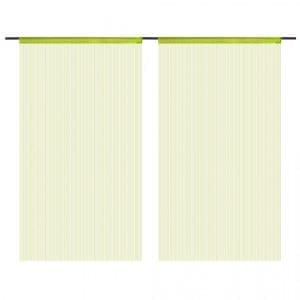 Draperii cu franjuri, 2 buc., 140 x 250 cm, verde