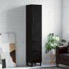Dulap înalt, negru, 34,5x34x180 cm, lemn prelucrat