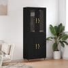 Dulap înalt, negru, 69,5x34x180 cm, lemn compozit