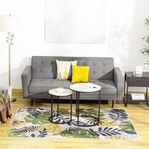 HOMCOM Covor verde modern, covoare cu frunze Covor mare pentru sufragerie, dormitor, sufragerie, 140×200 cm