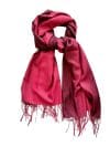 Esarfa Sal 2 Fete cu Franjuri Tesatura Bumbac si Vascoza, Dreptunghiulara, 204x66cm, Roz Fucsia/Indigo