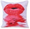 Față de pernă decorativă cu diamante – Buze roșii, 45 x 45 cm