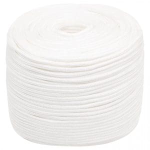 Frânghie de barcă, alb complet, 8 mm, 100 m, polipropilenă