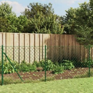 Gard plasă de sârmă cu bordură, verde, 0,8×25 m