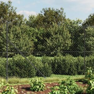 Gard plasă de sârmă cu țăruși de fixare, antracit, 1,4×10 m