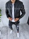 Geaca barbati neagra piele ecologica B2308 Q1-1