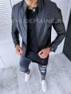 Geaca barbati neagra piele ecologica B2826 48-1/J1-2