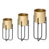 Outsunny Jardiniera Set de 3 Piese Ghivece Inaltate Auriu cu Suport din Metal pentru Amenajare la Interior si Exterior
