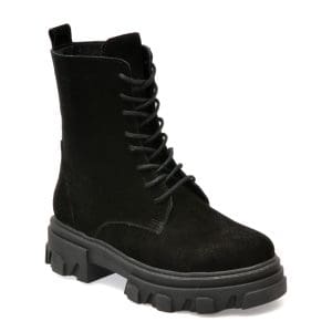 Ghete GLORIA negre, 56902, din piele intoarsa