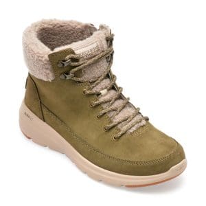 Ghete SKECHERS kaki, GLACIAL ULTRA, din piele intoarsa
