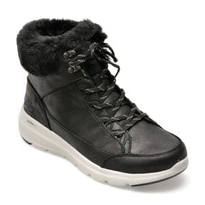 Ghete SKECHERS negre, GLACIAL ULTRA, din piele ecologica