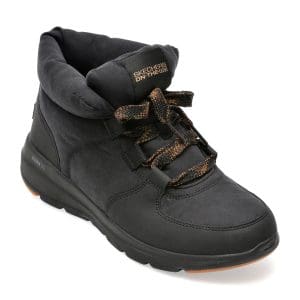 Ghete SKECHERS negre, GLACIAL ULTRA, din piele ecologica si material textil