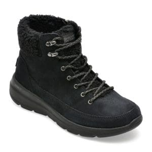 Ghete SKECHERS negre, GLACIAL ULTRA, din piele intoarsa