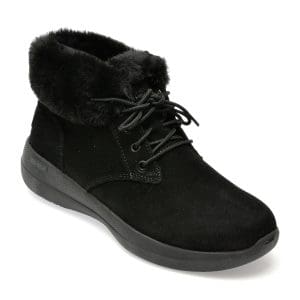 Ghete SKECHERS negre, GO WALK STABILITY BOOT, din piele intoarsa