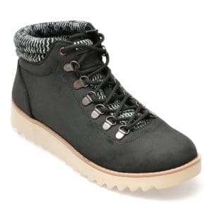 Ghete SKECHERS negre, MOUNTAIN KISS, din piele ecologica