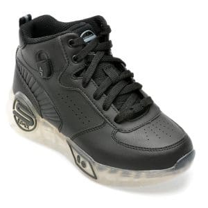Ghete SKECHERS negre, S-LIGHTS REMIX, din piele ecologica