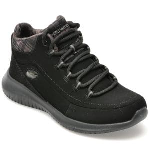 Ghete SKECHERS negre, ULTRA FLEX, din piele ecologica
