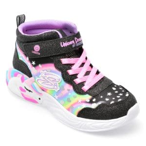 Ghete SKECHERS negre, UNICORN DREAMS2332L, din piele ecologica