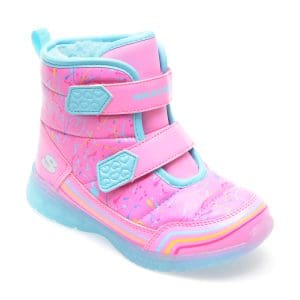 Ghete SKECHERS roz, ILLUMI-BRIGHTS, din piele ecologica