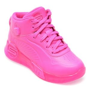 Ghete SKECHERS roz, S-LIGHTS REMIX, din piele ecologica