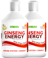 Pachet 2 x Ginseng Energy 2000 Mg cu Ginseng Siberian + Panax Ginseng + Ghimbir + Vitamine – Energie și Vitalitate – Produs Vegan, 500 ml | Swedish Nutra
