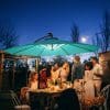 Umbrela pentru gradina Outsunny, brat cu manivela, 8 benzi LED, energie solara Φ295x245cm, Verde | Aosom RO