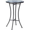 Masuta de Gradina din Metal Outsunny cu Blat din Ceramica, Design Mozaic, Albastru Ф35,5×53,5cm | Aosom RO